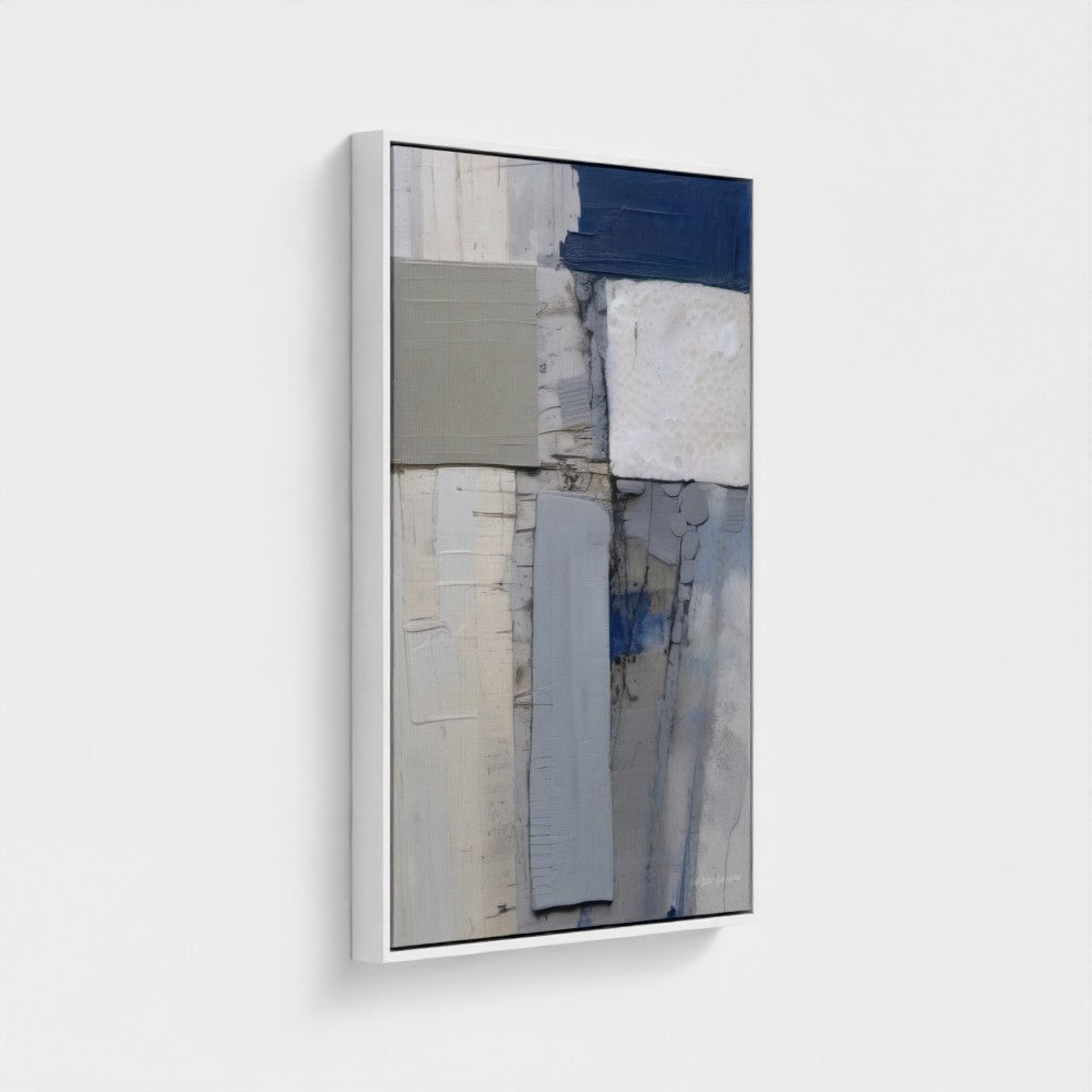 Abstract art piece with geometric shapes on a white background