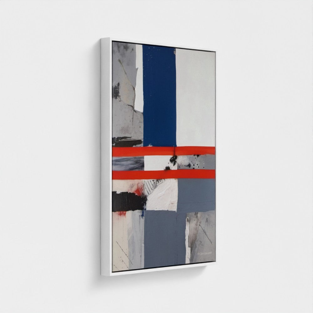 Abstract art piece with horizontal stripes on a white background