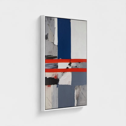 Abstract art piece with horizontal stripes on a white background