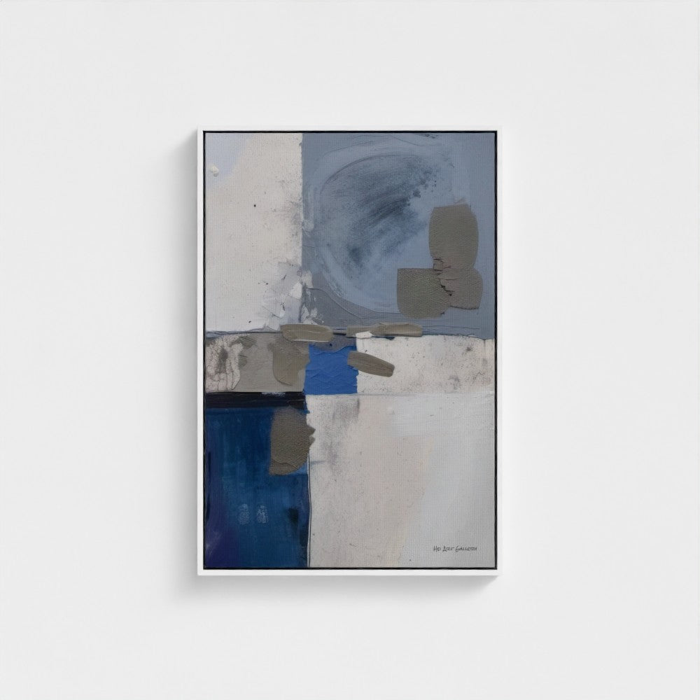 Abstract art piece with geometric shapes on a white background