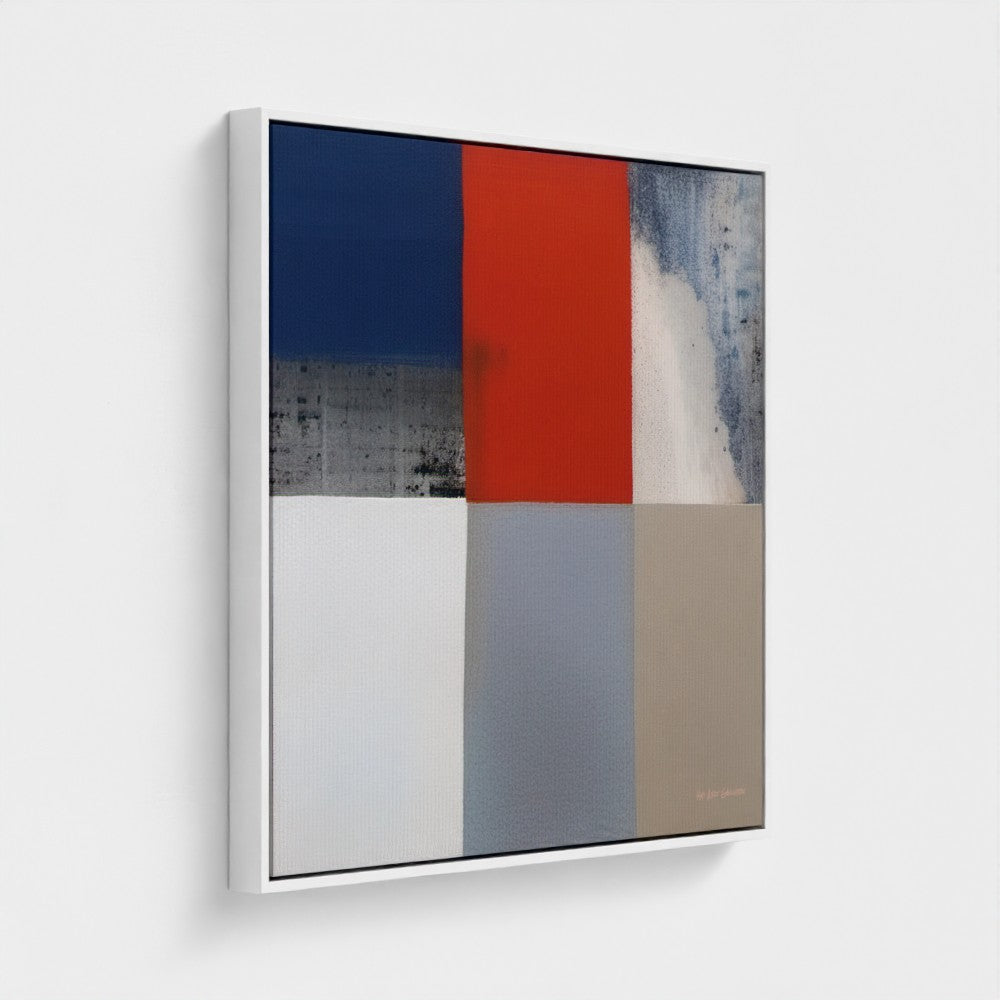 Abstract art piece with geometric shapes on a white background