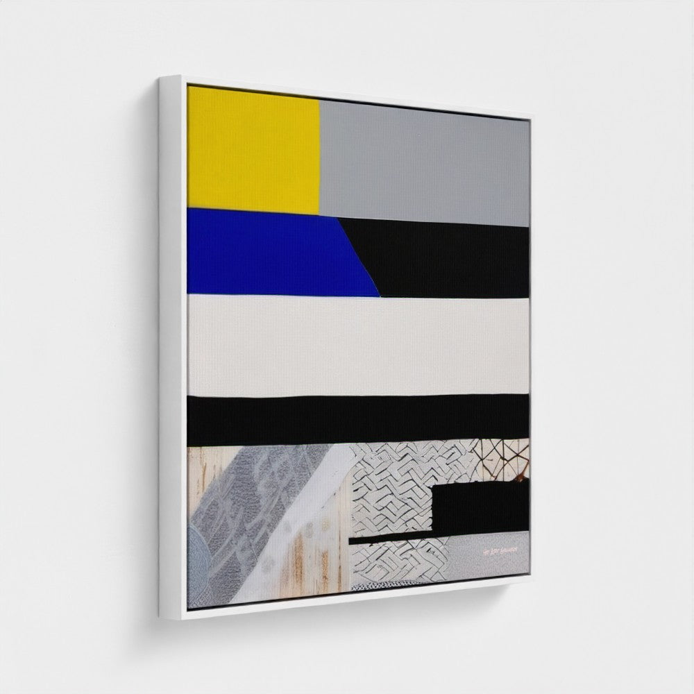 Abstract art piece with geometric shapes on a white background