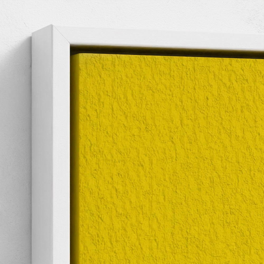 Yellow textured panel with a white frame on a light gray background