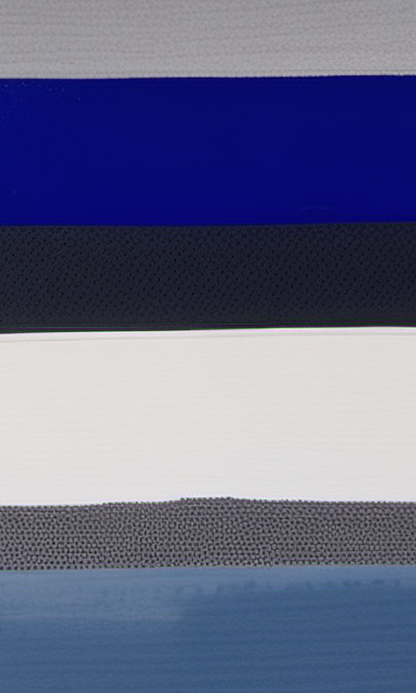 Close-up of fabric with horizontal stripes in blue, gray, and white.