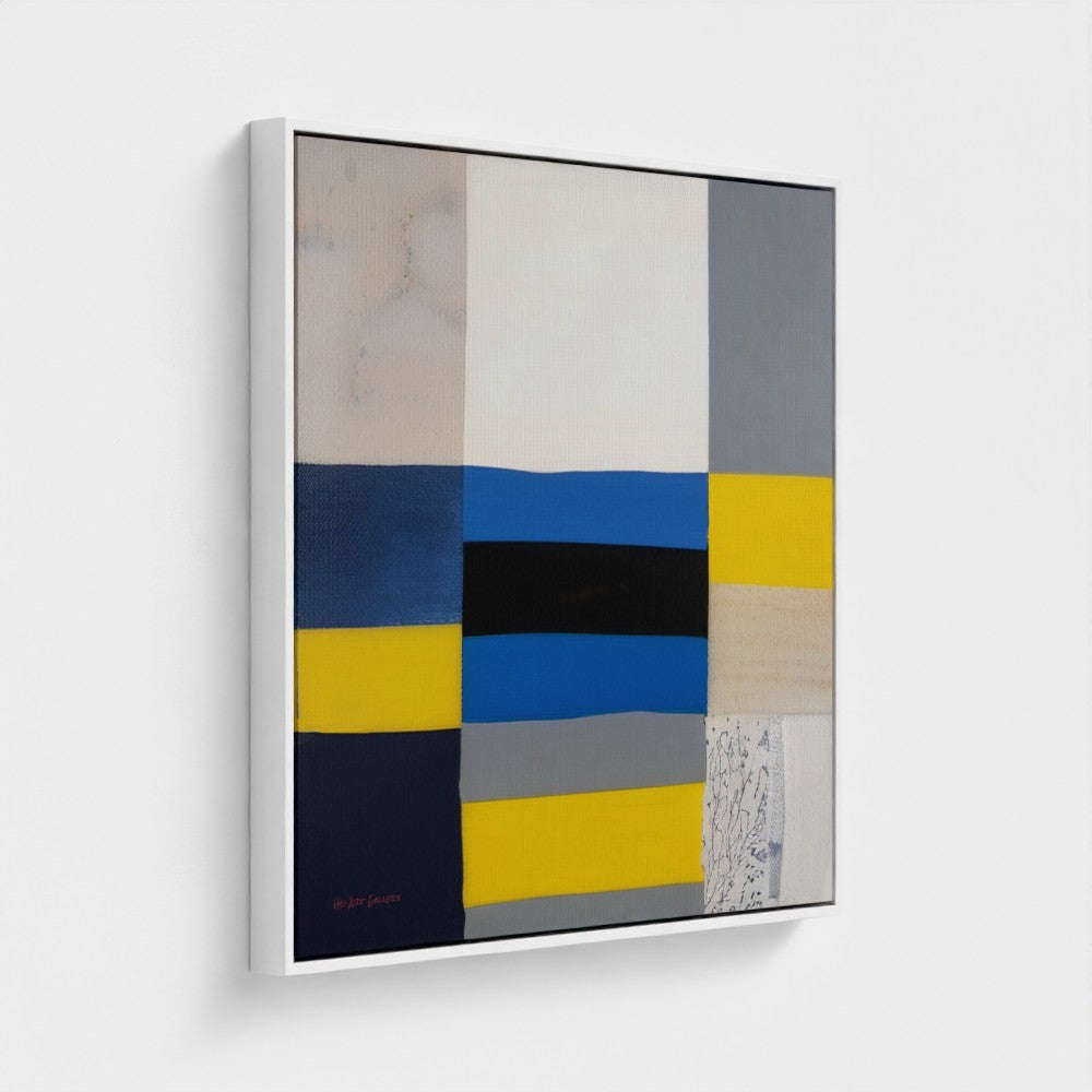 Abstract art piece with geometric shapes on a white background