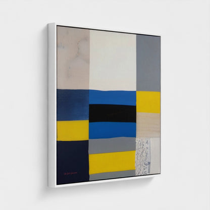 Abstract art piece with geometric shapes on a white background