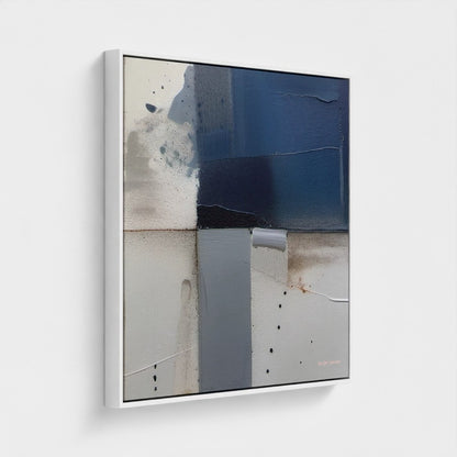 Abstract art piece with geometric shapes on a white background