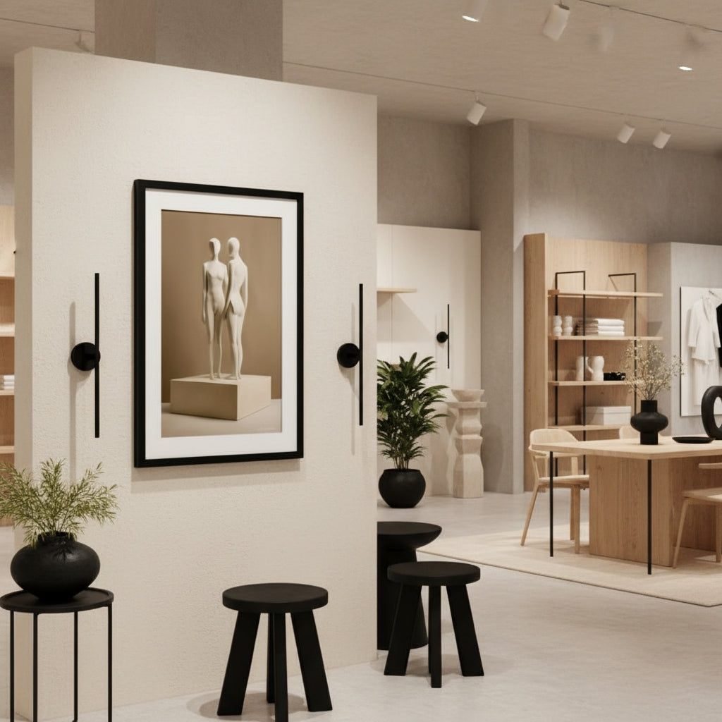 Modern interior design showroom with furniture and decor