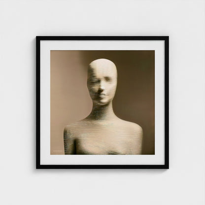 Framed artwork of a abstract sculpture on a beige background