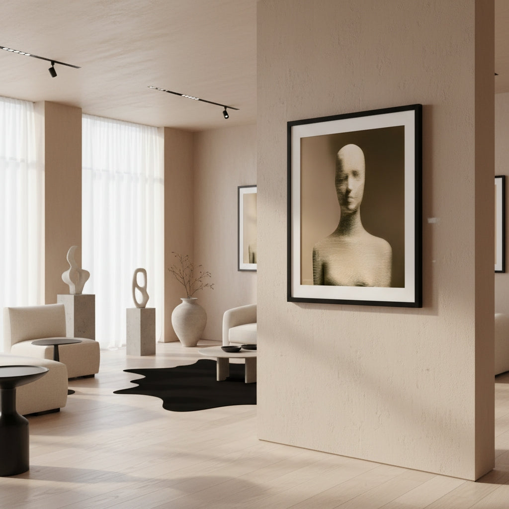 Modern interior with framed artwork on a wall