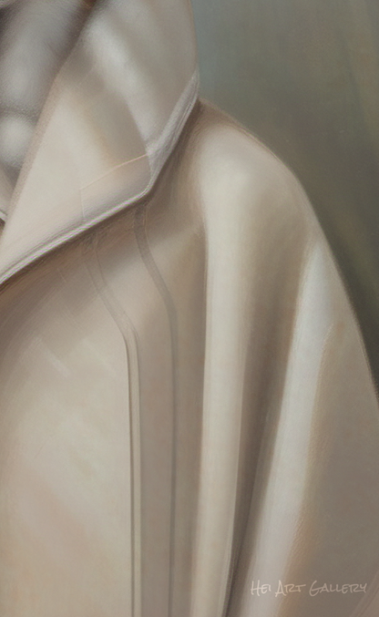 Close-up of a beige fabric texture with a soft focus background