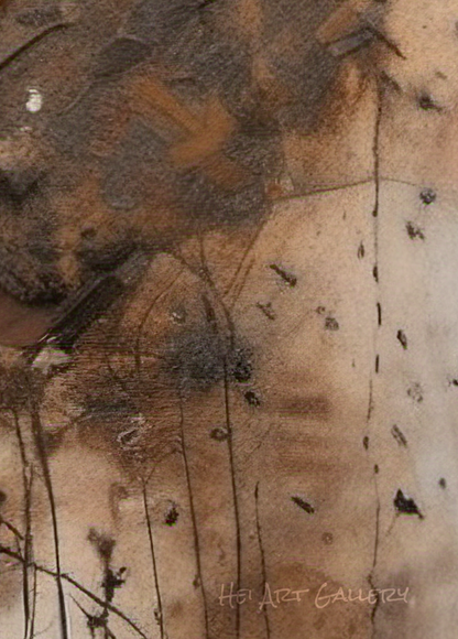 Abstract art with brown, black, and beige tones