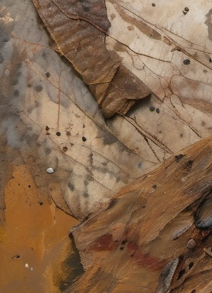 Close-up of textured brown and beige surface with leaf-like patterns