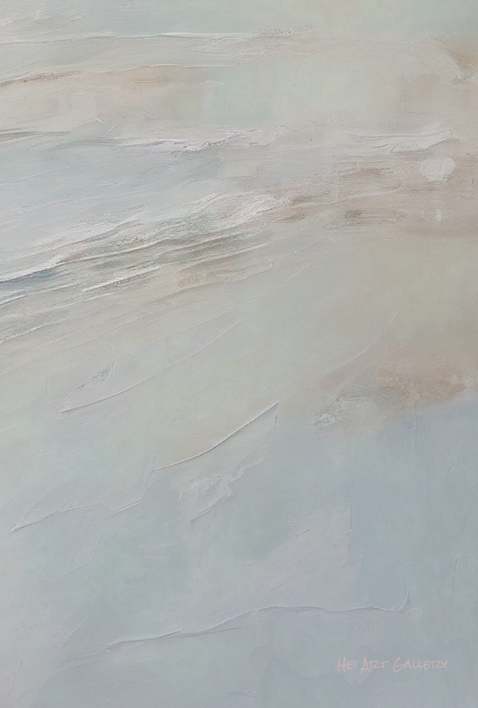 Abstract art with light beige and white brush strokes on a textured background