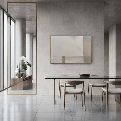 Modern dining room with a abstract painting on the wall