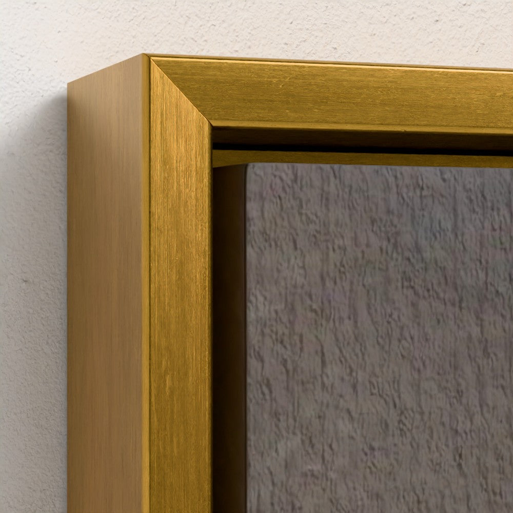 Gold picture frame corner on a textured wall background