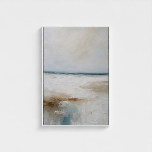 Abstract painting with earthy tones on a white background