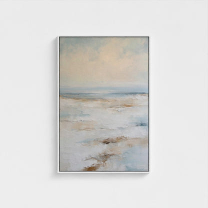 Abstract painting with soft colors on a white background