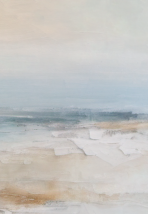 Abstract landscape painting with soft colors and textures