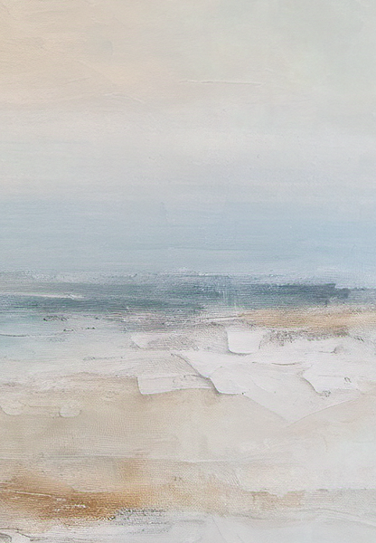 Abstract landscape painting with soft colors and textures