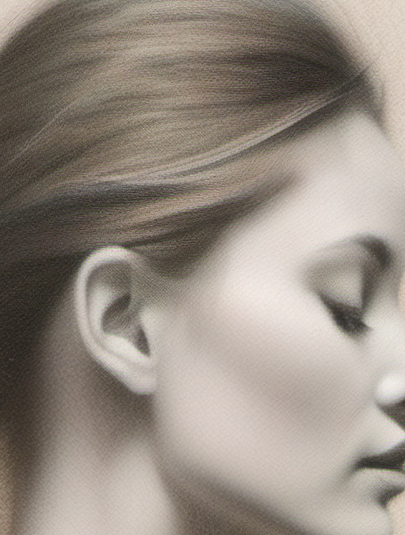 Close-up of a woman's face with a blurred background