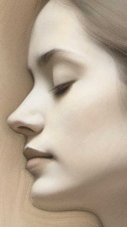 Close-up of a classical sculpture of a woman's face