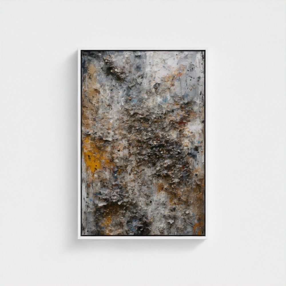 Abstract art piece with earthy tones on a white background