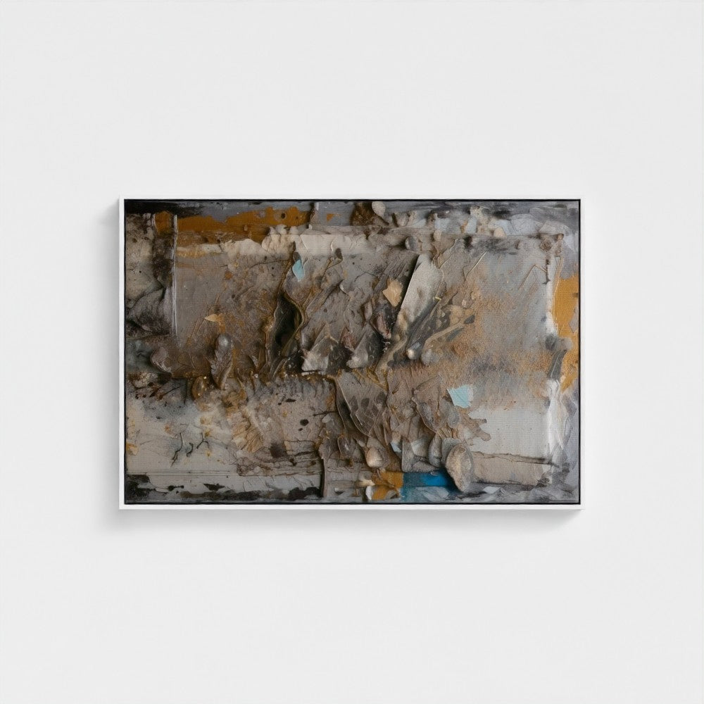 Abstract art piece with earthy tones on a white background
