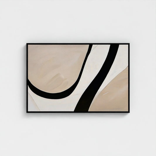 Abstract art piece with geometric shapes on a white wall
