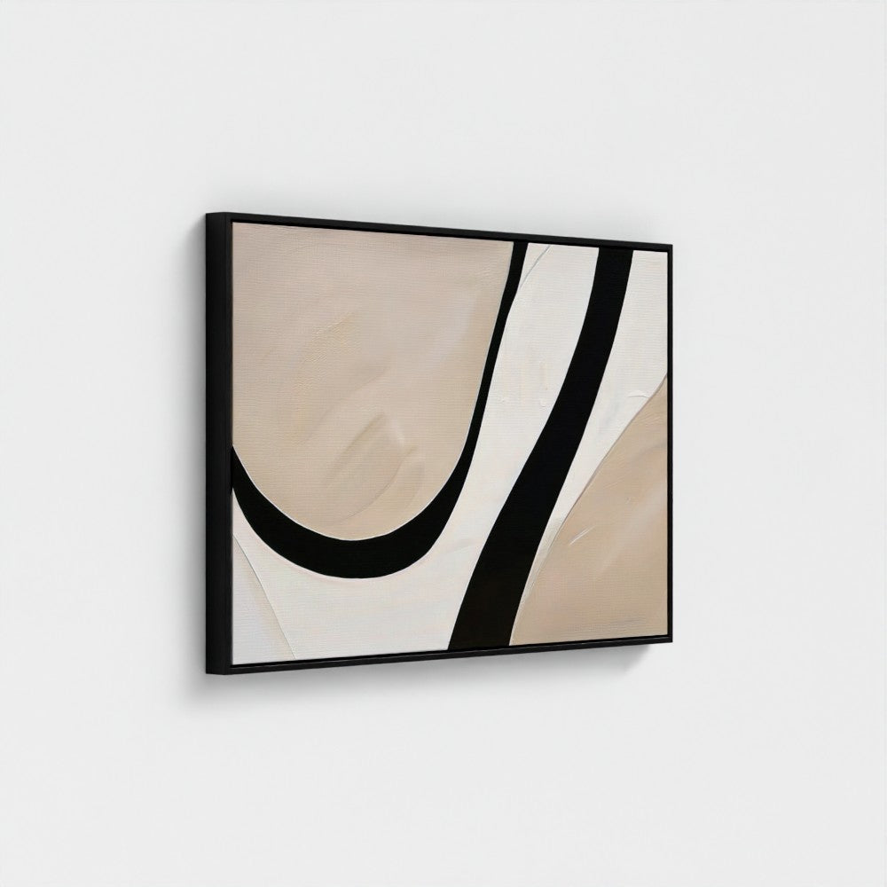 Abstract art piece with geometric shapes on a white wall