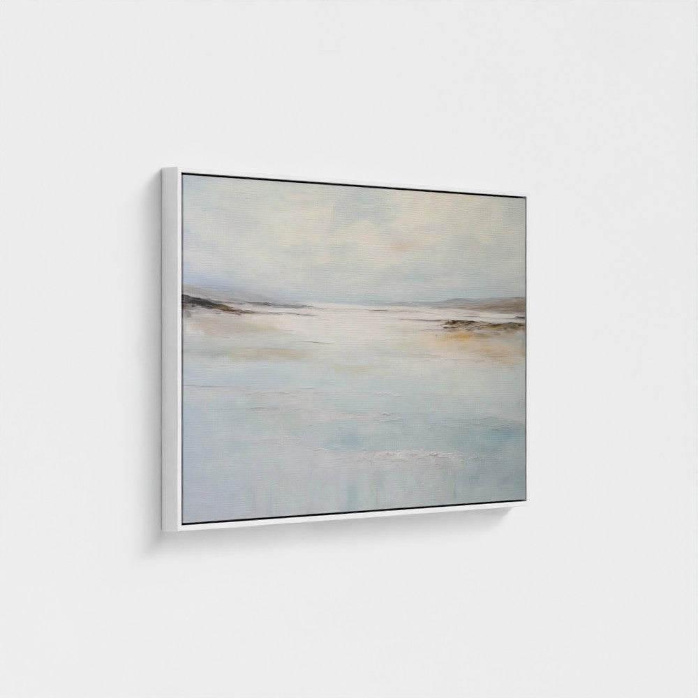 Framed abstract artwork on a white wall