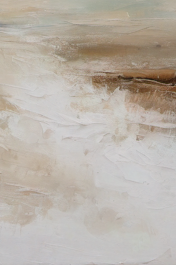 Abstract art with beige and brown brush strokes on a textured surface