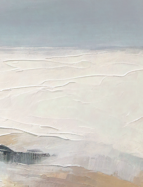 Abstract art with wavy patterns in beige, brown, and gray on a light gray background