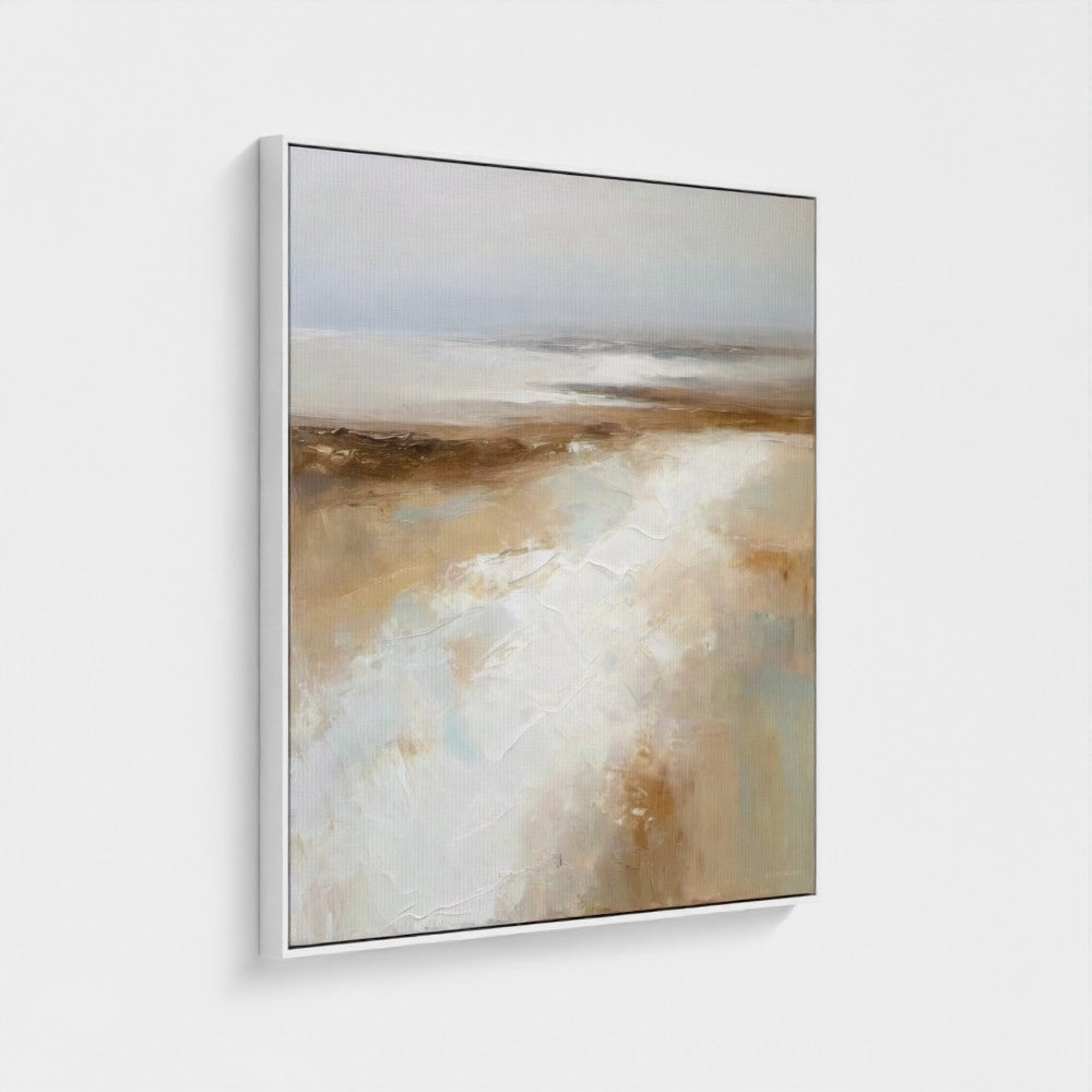 Abstract art piece with earthy tones on a white background