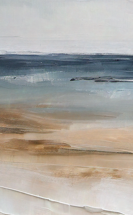 Abstract art with brown and beige brush strokes on a light gray background