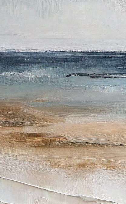 Abstract art with brown and beige brush strokes on a light gray background