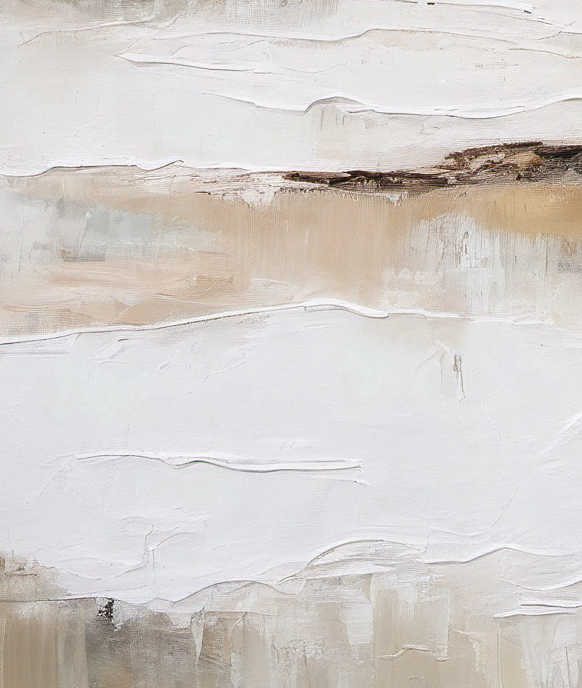 Abstract art with wavy beige and white patterns