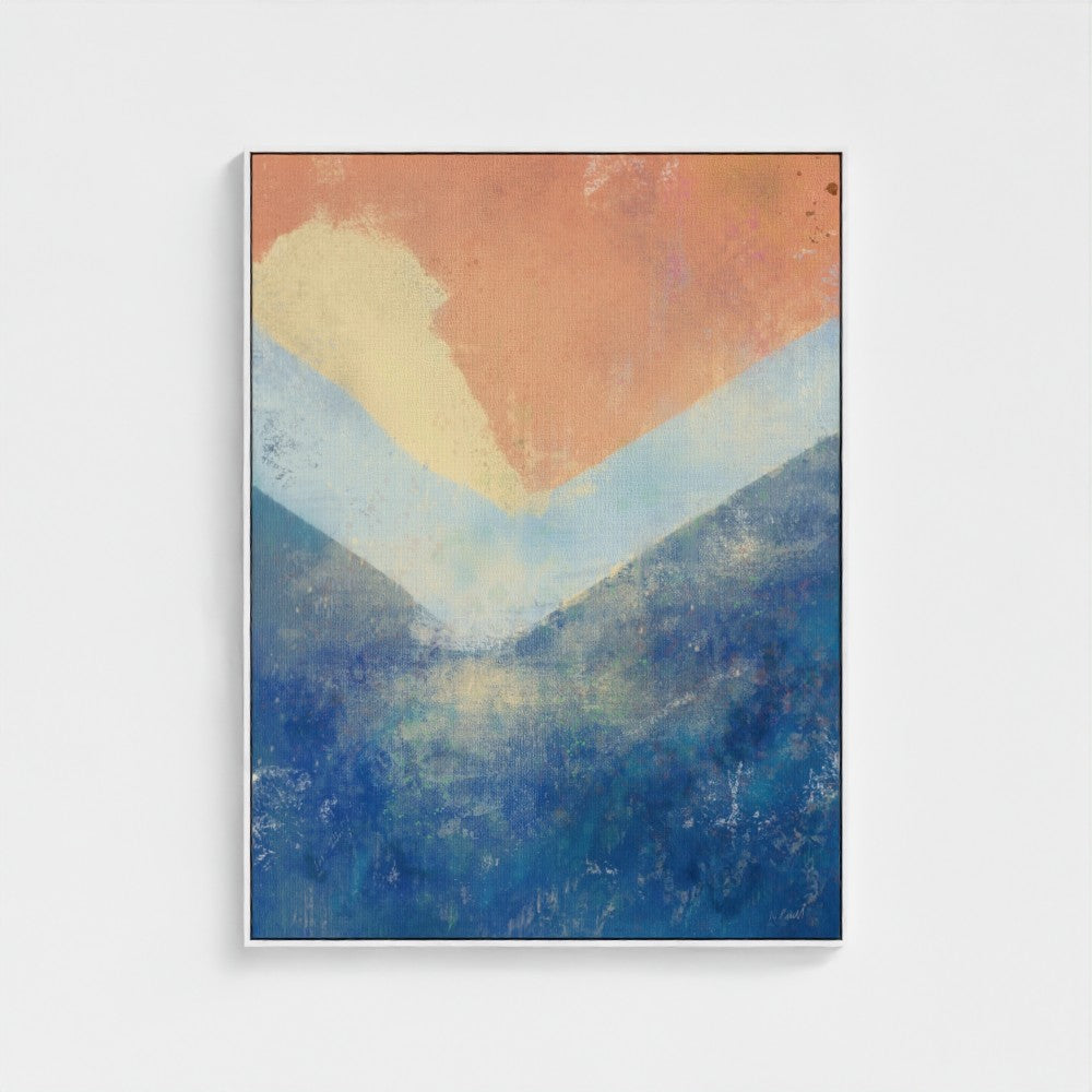 Abstract painting with geometric shapes on a white background
