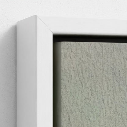 Close-up of a white frame corner with a textured gray background