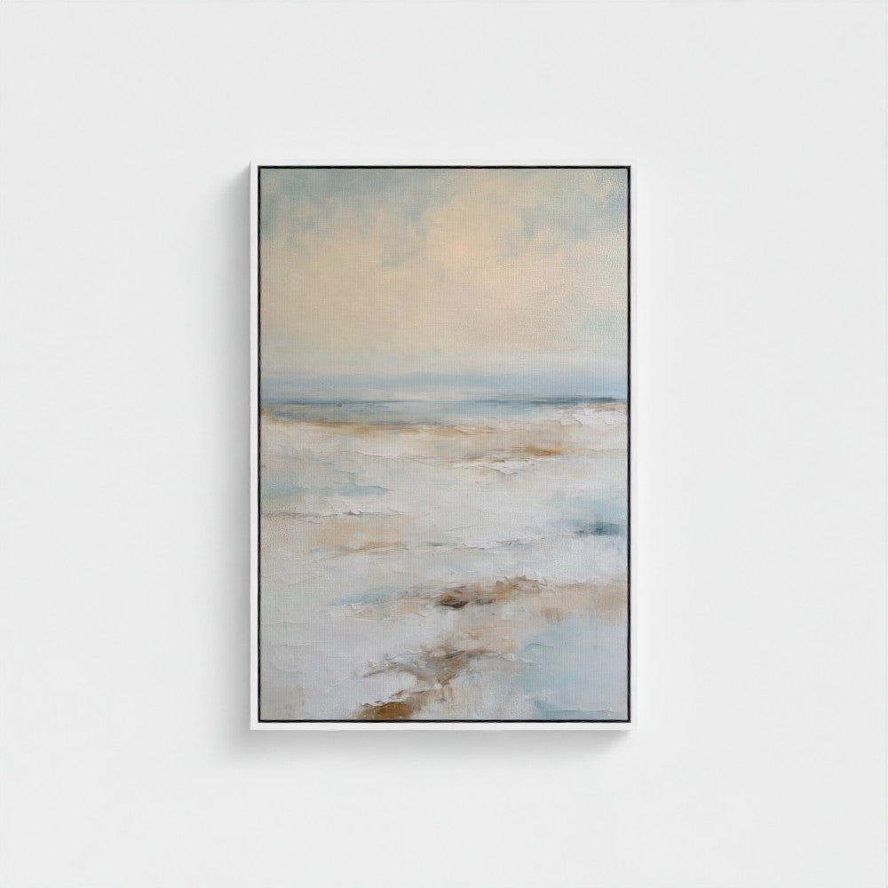 Abstract art print with soft colors on a white background