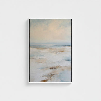 Abstract art print with soft colors on a white background