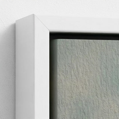 Close-up of a white frame corner with a textured gray background
