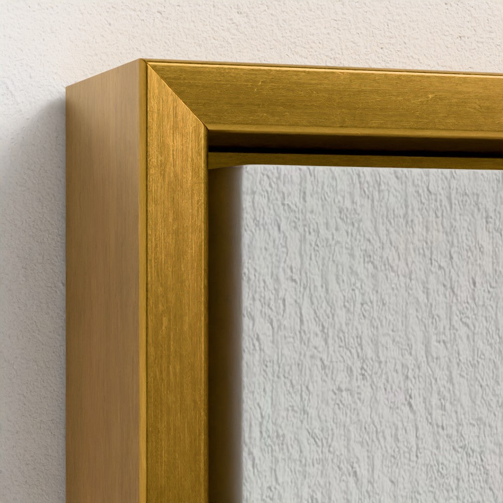 Gold picture frame corner on a white wall