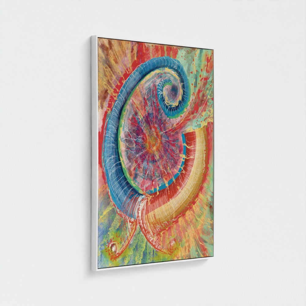 Colorful abstract art piece on a white background