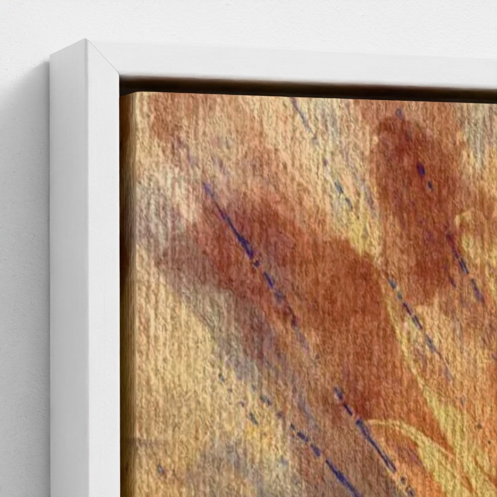 Abstract art with brown and blue hues on a textured surface
