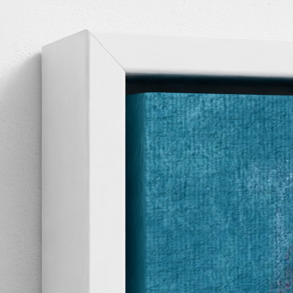 Close-up of a textured blue fabric with a white frame.