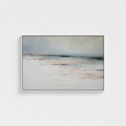 Abstract painting with soft pastel colors on a white wall