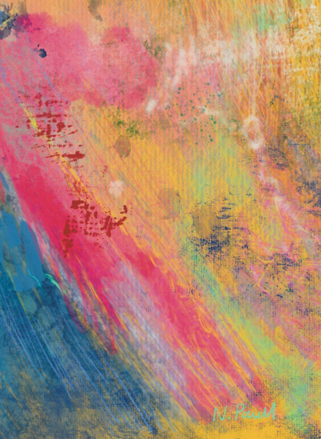 Abstract art with vibrant colors and brush strokes