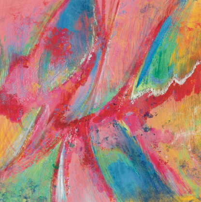 Abstract painting with vibrant colors and dynamic brush strokes