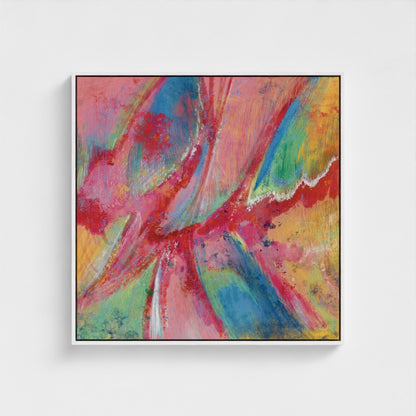 Abstract painting with vibrant colors on a white background